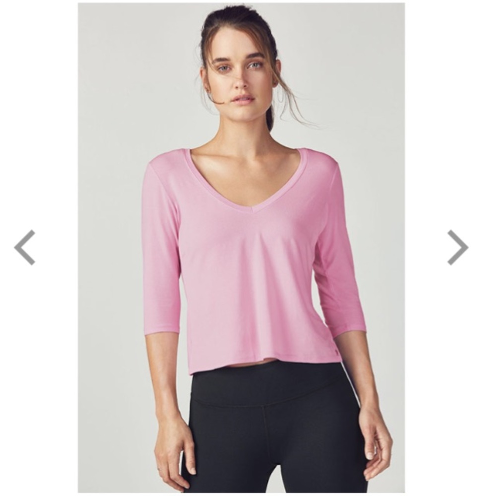 Fabletics Pink 3/4 Sleeve Shirt